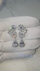 ต่างหูออกงานเพชรสังเคราะห์ ประกายเทียบเท่าเพชรแท้ - Neriza Jewelry NE120