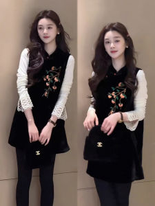 XUECAIQI | Sleeveless Vest Layered Shirt Set