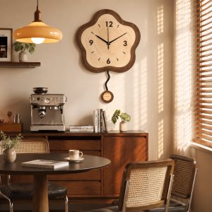 HAIMASHENGKANG | Antique Style Floral Decorative Wall Clock Silent Swinging