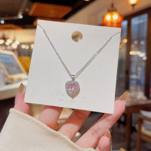 Dễ Thương Mặt Dây Chuyền Trái Tim Màu Hồng Vòng Cổ Thép Titan Nữ Dây Chuyền Xương Đòn Trang Sức Thời Trang Thời Trang Phụ Kiện Thép Titan Tươi Ra