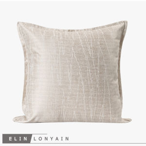 Modern Simple Luxury Beige Abstract Texture Pattern Pillow Cover Villa Model Room Square Pillow Home Textile Living Room