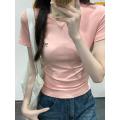 Shenzhen Trendy Meiyi Clothing Co., Ltd. Shoulder Short Sleeve T-Shirt Female Summer New Bows round Neck Fashion. 