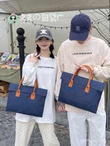 กระเป๋าใส่โน้ตบุ๊ก 14 นิ้ว กระเป๋าถือผู้ชาย กระเป๋าถือผู้หญิง กระเป๋าใส่เอกสาร Macbook กระเป๋าสะพายไหล่แบบลำลอง กระเป๋าใส่โน้ตบุ๊กแบบพับได้