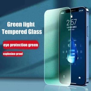 100D Green Light Clear Tempered Glass Film For iPhone 15 14 13 12 11 Pro Max Mini Plus Anti Scratch Phone Screen Protector For iPhone 6 6s 7 8 Plus X XR Xs Max SE 2020 2022
