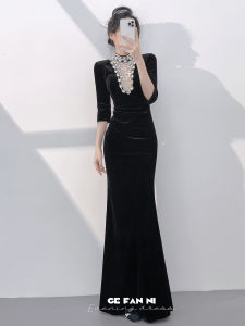 Elegant Evening Dress for Formal Events Long Velvet Mermaid Style