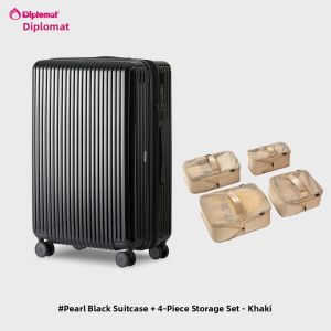 Diplomat | Pearl Finish Travel Suitcase & 5-Piece Travel Organizer Set