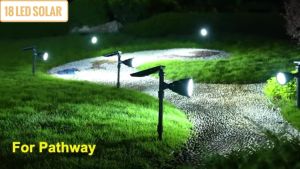 RGB Solar Light Outdoor Waterproof Solar Landscape Spotlights Garden Solar Spot Lights Outdoor18 LED Solar Outdoor Light 2-in-1 Solar Uplights Adjustable Solar Powered Landscape Lighting 3000k Warm White for Garden Yard Driveway Pathway