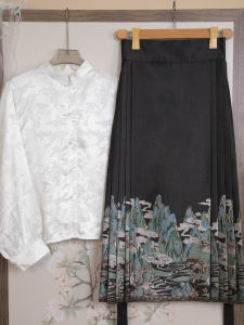 Original WuNianYi Hanfu Zigong Fabric New Chinese Style Small Size Eight Parts Horse Tail Skirt for Women Autumn Season