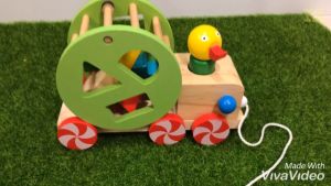 [Choo Choo Toy] Pull Along Toy Wooden Shape Sorting Toy Montessori Toys Pulling Toy 形状玩具 拉车玩具 Mainan Bentuk Baby - BT173