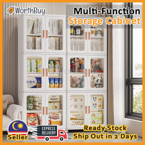 Worthbuy Stackable 2 Door Box Foldable Storage Box Wardrobe Storage Cabinet With 360° Rotatable Wheel Kotak Baju Lipat