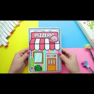 Đồ Chơi Ngôi Nhà Búp Bê Giấy Ngôi Nhà Cắt Dán Thủ Công Bé Toca Boca Pizza Store