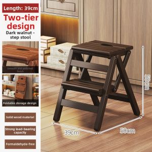 CHUJUN | Multifunctional Folding Wooden Thickened Heavy-duty Home Ladder 3 Steps