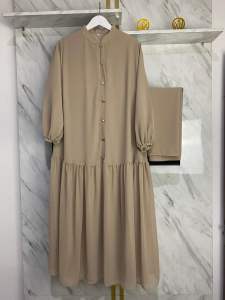 Gamis azzahra plus hijab segiempat ceruti babydoll lapis hyget tidak bikin gerah