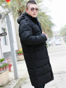 Plus Size down Jacket Overweight Man Mid Length Long Length over-the-Knee Warm Overcoat Fat Guy Loose Thickened Hooded Jacket