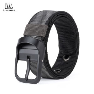 LouisWill Men Sports Belt Outdoor Belt Adjustable Belt Rotating Buckle Double-Sided Two-Color Nylon Belt Waistband Youth Sports Canvas Pant Belt Simple Nice Waistband