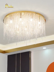 Luxury Square/Circulair Crystal Chandelier Modern Led Tassels Linear Raindrop Ceiling Light Fixture for Dining Room Living Room Kitchen Island Bedroom. Hoteml Hall Villa Staiercase Light Ceiling Lamp