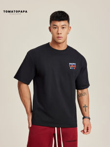 เสื้อยืดคอกลมแขนสั้น TOMATOPAPA สำหรับผู้ชาย ทรงหลวม สวมใส่สบาย ผ้าฝ้ายแท้ ทรงพอดีตัว แฟชั่นฤดูร้อน