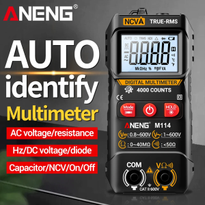 ANENG M114 Digital Multimeter 4000 Counts NCV Non-Contact Voltage Detection  Auto Range Flashlight for Electrician Tools