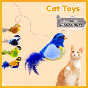 Pet Cat Toys Simulation Bird Chirping Plush Toy Hanging Automatic Cat Teasing Toy