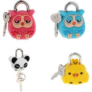 3/4pcs Mini Padlock Safety Lock With Key Cute Cartoon Doll Animal Padlock Childrens Gift