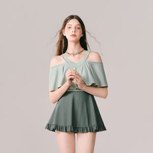 Xu Su Su High-End 2024 New Conservative plus Size Girl Hot Spring Dress Style Swimsuit Womens Short Sleeve One-Piece Swimsuit