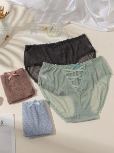 Plus Size Nữ Ren Quần Đùi Gợi Cảm Giữa Eo Trong Suốt Quần Lót Dành Cho Thanh Niên Nhanh Khô Vải Nylon Không Đường May