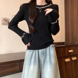 WANGGONGZHU | Elegant Knitted Long Sleeve Womens Top Fashionable Bell Sleeve Design Princess Style Commute Wind Autumn Winter New Arrival