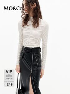MO&Co. | Tencel Cashmere Half-high Collar Wrinkle-stretch Waist Slimming Shirt
