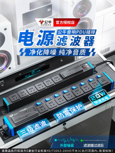 BULL Power Filter Socket Professional Audio Anti-Interference PDU Extension Lead HiFi Power Strip Noise Reduction Lightning Protection Gaming