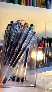 Pen Holder Clear Acrylic Minimalist Pencil Holder for Desk Pencil Cups Desk Accessories Holder Makeup Brush Storage Organizer Desktop Stationery Organizer for Office School Home Supplies