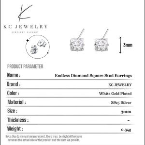 KC Jewelry S925 - Diamond Square Stud Earrings