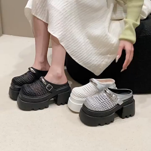 Sục Lưới Da Đế Vuông Cao 10CM S660-5055 (Form rộng)