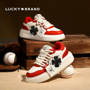 LuckyBrand Thick Bottom Spring Summer White Red Board Shoes Couple Trendy Shoes Men Women Style Wear Resistant round Toe