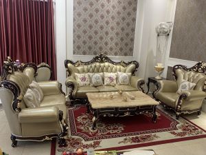 SOFA TÂN CỔ ĐIỂN DÁT VÀNG MÀU NÂU NHO CAO CẤP HOÀNG GIA G921-DV