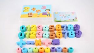 26Pcs/35Pcs per set String Wooden Lacing Threading Beads Kids Intelligence Education Toys穿线玩具