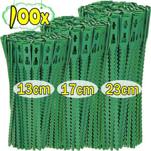 เชือกผูกหมอนสำหรับเด็กนำกลับมาใช้ใหม่ได้100ชิ้นพุ่มไม้เถาไม้เลื้อยรองรับการล็อกซิปไนล่อนปรับได้เครื่องมือจัดระเบียบสายรัด