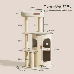 HOOPET | Cây Đa Năng Cho Mèo Treehouse Sisal Tunnel