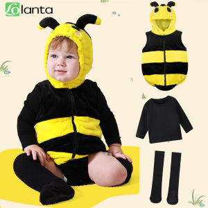 LOlanta 3Pcs Baby Toddler Bee Costume Halloween Onesie First Birthday Outfit Animal Cosplay Dress Up