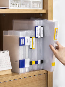 Transparent A4 File Folder A5 Desktop Storage Box Document Folder Contract Organizer Receipt Storage Box Rectangular Plastic Bin