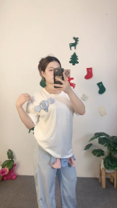 ชุดนอนลายช้าง เสื้อแขนสั้น+กางเกงขายาว สบายๆ