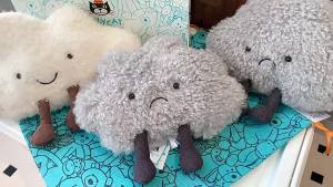 Uk JELLYCAT White Clouds Dark Clouds Plush Toy Pillow Doll Storm Sky Air Smiley Face Figurine Doll