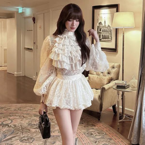 Lace Embroidered Retro Court Style Womens Suit Dress