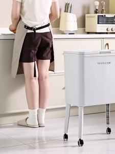 QIANQIN | Kitchen Bin Large Capacity Lidded No-Bend Dry-Wet Separation Movable