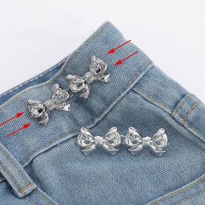 【On Sale】2Pcs Detachable Metal Waist Buttons Bow Patterns Metal Pants Button for Clothes Adjustable Pin Brooch