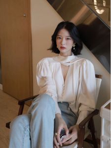 Áo Sơ Mi Trắng Dài Tay Thanh Lịch Kiểu Pháp Dành Cho Nữ Thiết Kế Cao Cấp Thanh Lịch Độc Đáo Đẹp Nhẹ Nhàng Áo Sơ Mi Dài Tay Thời Trang Mùa Xuân