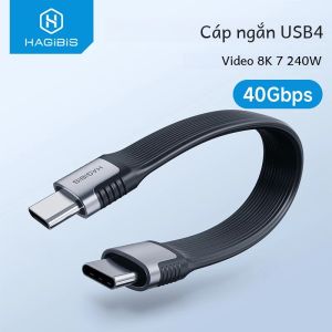 Cáp Dữ Liệu Hagibis USB4 40Gbps USB-C Sang Type-C Cáp Ngắn Hỗ Trợ PD 240W 8K 60Hz Tương Thích Với Thunderbolt 3/4 iPhone 17 Pro Max SSD Sạc Dự Phòng Sạc Nhanh Chất Liệu PVC