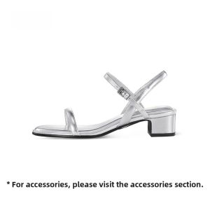 Comfortable Silver High Heels 2025 Sandals Open-Toe Strap Soft Bottom Design mid Heel Elegant Style Womens Footwear
