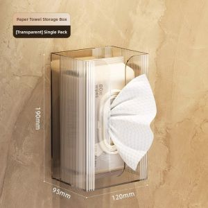 Wall-Mounted Tissue Box Bathroom Toilet Face Towel Storage Box Kitchen No-Punching Tissue Paper Drawer Roll Paper Holder