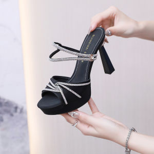 YUCHEN 4.33 inches High Heels Mules for Women With Heels Sandals Ladies Stiletto Open Toe White High Heeled Sippers Shoes