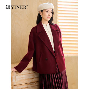 YINER | Notch Collar Merino Wool and Cashmere Blend Double-Faced Coat